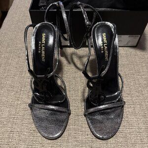 Yves Saint Laurent Cassandra Heels Metallic Leather